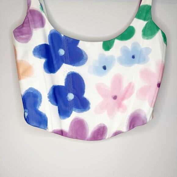 With Jean Cindy Floral Y2K Corset Crop Top Medium - Picture 5 of 11